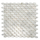 White 11x12 Polished Oval Bianco Carrara Marble Mosaic Tile (5 pack, 4.51 sq ft/case)