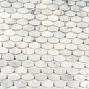 White 11x12 Polished Oval Bianco Carrara Marble Mosaic Tile (5 pack, 4.51 sq ft/case)