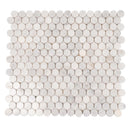 White 11x12 Polished Penny Round Bianco Carrara Marble Mosaic Tile (5 pack, 4.82 sq ft/case)