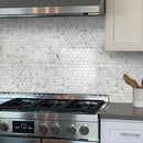 White 11x12 Polished Penny Round Bianco Carrara Marble Mosaic Tile (5 pack, 4.82 sq ft/case)