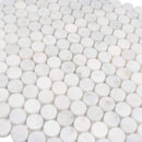 White 11x12 Polished Penny Round Bianco Carrara Marble Mosaic Tile (5 pack, 4.82 sq ft/case)