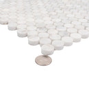 White 11x12 Polished Penny Round Bianco Carrara Marble Mosaic Tile (5 pack, 4.82 sq ft/case)