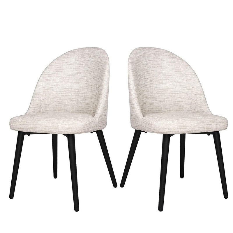 Classic Dining Chair Set of 2, Modern Family Leisure Chair with Steel Legs, PU Leather Mid Back Side Chair, White