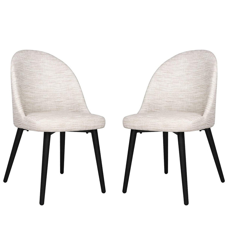 Classic Dining Chair Set of 2, Modern Family Leisure Chair with Steel Legs, PU Leather Mid Back Side Chair, White