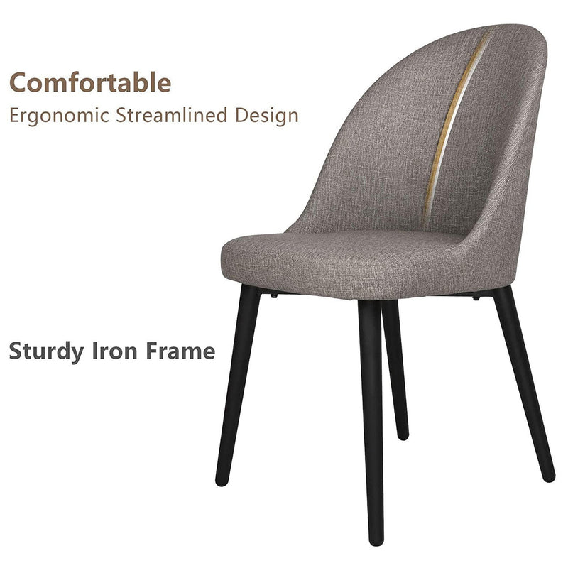 Classic Dining Chair Set of 2, Modern Family Leisure Chair with Steel Legs, PU Leather Mid Back Side Chair, Grey