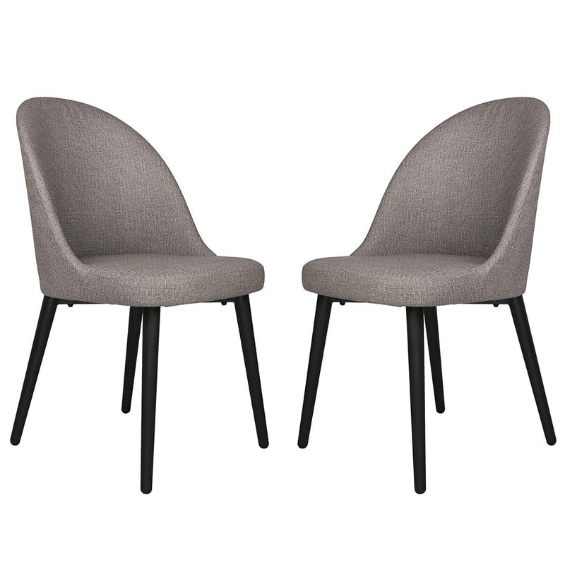 Classic Dining Chair Set of 2, Modern Family Leisure Chair with Steel Legs, PU Leather Mid Back Side Chair, Grey