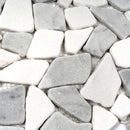 White Gray 11x11 Polished Marble Pebble Mosaic Tile (5 pack, 4.2 sq ft/case)