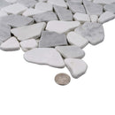 White Gray 11x11 Polished Marble Pebble Mosaic Tile (5 pack, 4.2 sq ft/case)
