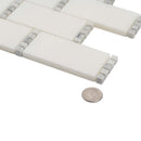 White 12x13 Polished Brick Marble Mosaic Tile (5 pack, 5.28125 sq ft/case) - Sample