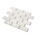 Eastern White, Bianco Carrara 12x13 Polished Brick Marble Mosaic Tile (5 pack, 5.28125 sq ft/case)
