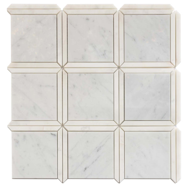 Bianco Carrara, Eastern White 12x12 Polished Brick Marble Mosaic Tile (5 pack, 5 sq ft/case), photo 2 of 7