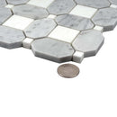 White Gray 12x12 Polished Multi-shaped Thassos Bianco Carrara Marble Mosaic Tile (5 pack, 5.17 sq ft/case)