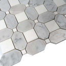 White Gray 12x12 Polished Multi-shaped Thassos Bianco Carrara Marble Mosaic Tile (5 pack, 5.17 sq ft/case)