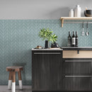 Sage Glossy Chevron Ceramic Tile