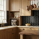 Midnight Glossy Chevron Ceramic Tile
