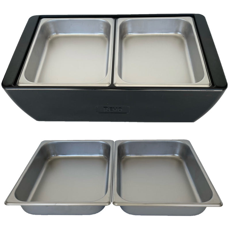 REVO HALF Size Pan Set |  Stainless Steel 2.5" deep | Two 1/2 Size food pans