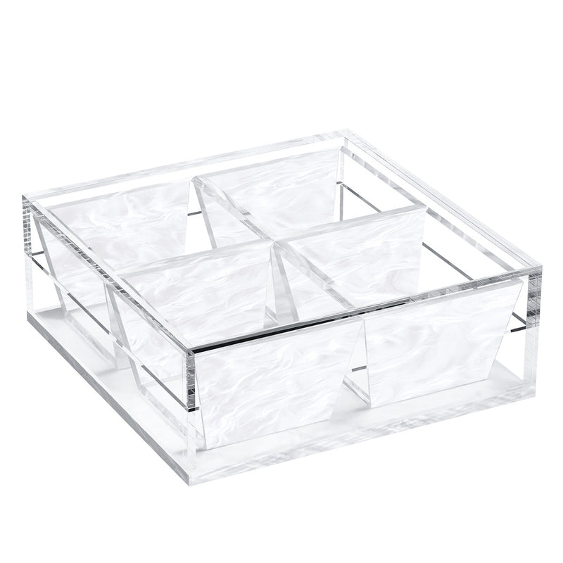 Compartment Dish (4 Dishes) - White Pearl