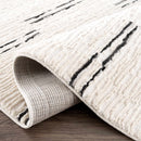 Riad Black Striped White Rug with Tassels