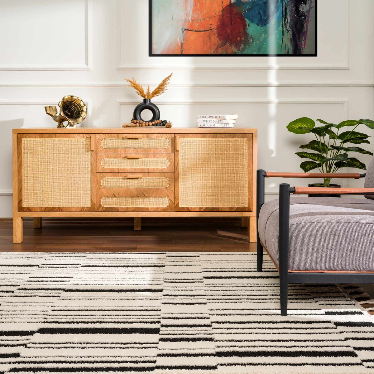 Bansi Area Rug, installed in a room