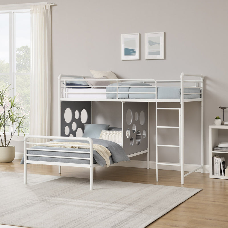 Devan 60" L-Shape Bunk Bed with Cut Out Panels