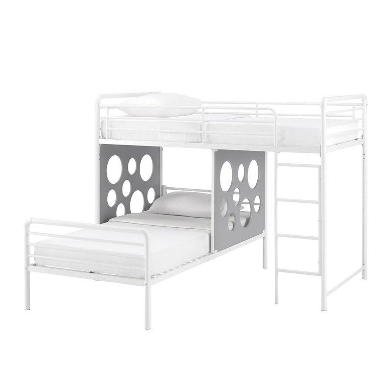 Devan 60" L-Shape Bunk Bed with Cut Out Panels