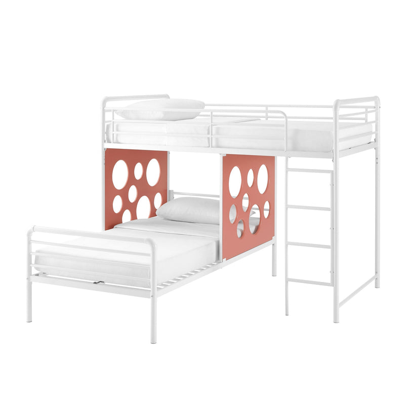 Devan 60" L-Shape Bunk Bed with Cut Out Panels