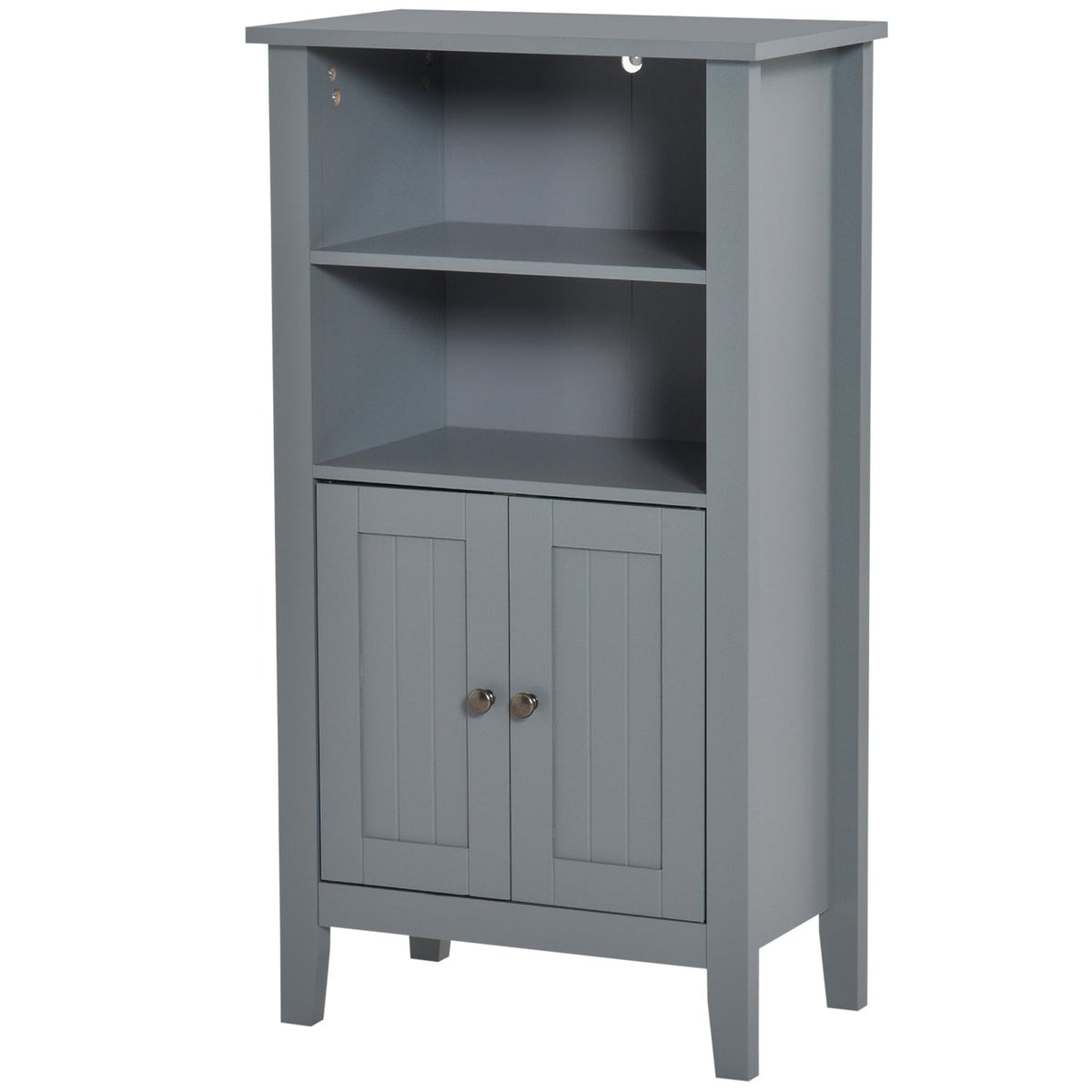 Gray 2 Tier Shelf Hidden Storage Bathroom Floor Cabinet, photo 3 of 5