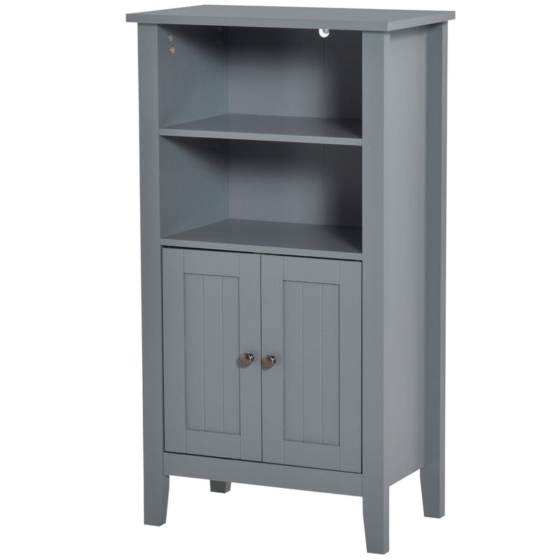 Gray 2 Tier Shelf Hidden Storage Bathroom Floor Cabinet, photo 3 of 5