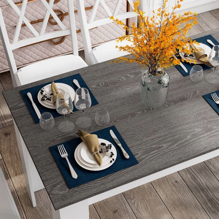 Dark Grey Wood Top 47-inch Kitchen Dining Table or Computer Desk with White Legs, photo 2 of 5