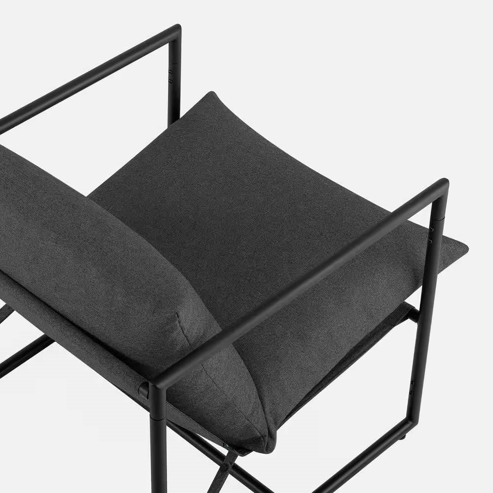 Modern Dark Grey Upholstered Accent Chair with Metal Frame, photo 2 of 5