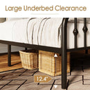 Queen Farmhouse Spindle Black Metal Platform Bed Frame with Headboard Footboard