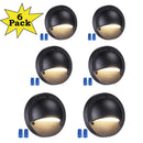 DLA01 6-Pack Black 2.5W Low Voltage 3000K Warm White Integrated  LED Outdoor Half Moon Aluminum Deck Lights Package, 12V LED Step Fence Landscape Lights
