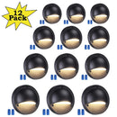 DLA01 12-Pack Black 2.5W Low Voltage 3000K Warm White Integrated LED Outdoor Half Moon Aluminum Deck Lights Package, 12V LED Step Fence Landscape Lights