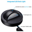 DLA03 6-Pack Black 2.5W 3CCT Low Voltage 3000K Warm White Integrated LED Outdoor Half Moon Aluminum Deck Lights Package, 12V LED Step Fence Landscape Lights