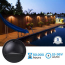 DLA01 6-Pack Black 2.5W Low Voltage 3000K Warm White Integrated  LED Outdoor Half Moon Aluminum Deck Lights Package, 12V LED Step Fence Landscape Lights