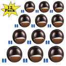 DLA01 12-Pack Brown 2.5W Low Voltage 3000K Warm White Integrated  LED Outdoor Half Moon Aluminum Deck Lights Package, 12V LED Step Fence Landscape Lights