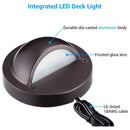 DLA01 12-Pack Brown 2.5W Low Voltage 3000K Warm White Integrated  LED Outdoor Half Moon Aluminum Deck Lights Package, 12V LED Step Fence Landscape Lights