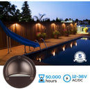 DLA01 12-Pack Brown 2.5W Low Voltage 3000K Warm White Integrated  LED Outdoor Half Moon Aluminum Deck Lights Package, 12V LED Step Fence Landscape Lights