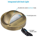 DLA01 12-Pack Bronze 2.5W Low Voltage 3000K Warm White Integrated  LED Outdoor Half Moon Aluminum Deck Lights Package, 12V LED Step Fence Landscape Lights