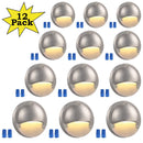 DLA01 12-Pack Satin Nickel 2.5W Low Voltage 3000K Warm White Integrated LED Outdoor Half Moon Aluminum Deck Lights Package, 12V LED Step Fence Landscape Lights