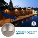 DLA01 12-Pack Satin Nickel 2.5W Low Voltage 3000K Warm White Integrated LED Outdoor Half Moon Aluminum Deck Lights Package, 12V LED Step Fence Landscape Lights
