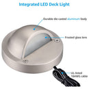 DLA01 12-Pack Satin Nickel 2.5W Low Voltage 3000K Warm White Integrated LED Outdoor Half Moon Aluminum Deck Lights Package, 12V LED Step Fence Landscape Lights