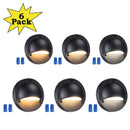 DLA03 6-Pack Black 2.5W 3CCT Low Voltage 3000K Warm White Integrated LED Outdoor Half Moon Aluminum Deck Lights Package, 12V LED Step Fence Landscape Lights