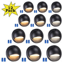 DLA03 12-Pack Black 2.5W 3CCT Low Voltage 3000K Warm White Integrated LED Outdoor Half Moon Aluminum Deck Lights Package, 12V LED Step Fence Landscape Lights