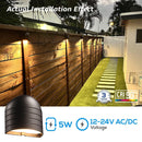 DLA04 12-Pack 5W Low Voltage 5CCT 1800K/2700K/3000K/4000K/5000K Warm White Integrated  LED Outdoor Fence Deck Down Lights Package, 12V LED Step Patio Landscape Lights