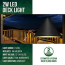 DLA07 6-Pack 2W Low Voltage 2700K Warm White Integrated LED Outdoor Deck Down Lights Package, 12V LED Step Patio Landscape Lights