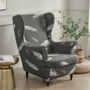 Stretch Spandex Nordic Floral Removable Wing Chair Cover, Relaxing Seat Covers Slipcovers for Armchairs