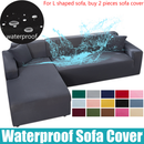 Waterproof Sofa Cover for Living Room - Elastic Solid L Shaped Corner Sofa Cover - Fits 1/2/3/4 Seater Sofa, Couch, Armchair