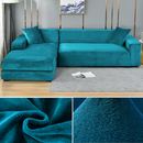 Stretchable Thick Velvet Sofa Cover for L Shaped Corner Sofa in Living Room Fits 1/2/3/4 Seater Couches