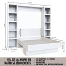 Easy-Lift Full Murphy Wall Bed in Natural Brown Wood Grain with Two Bookshelves